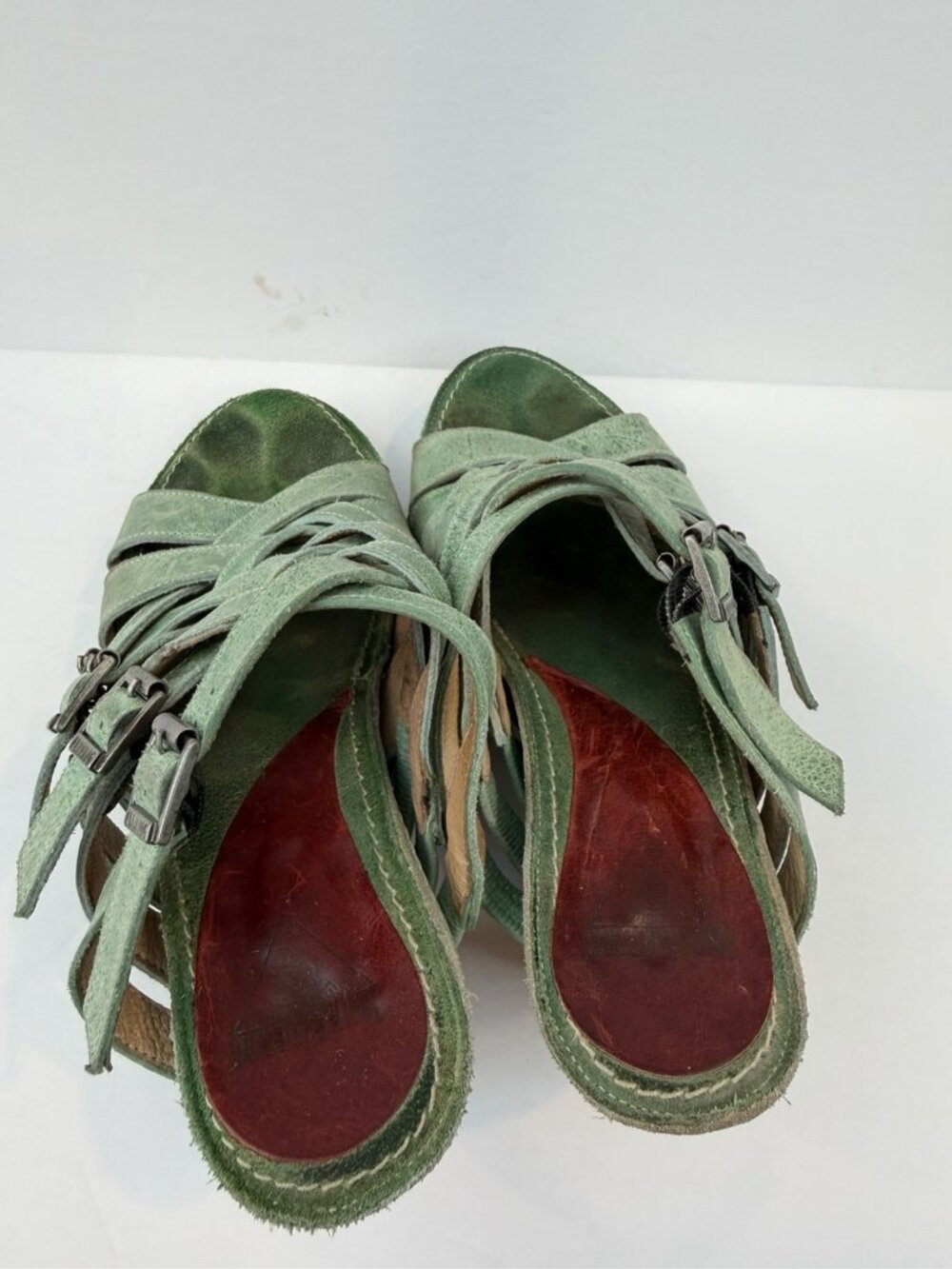 John Fluevog Women's Janice Mint Green Platform Heeled Sandal Size 6 READ - Picture 9 of 16